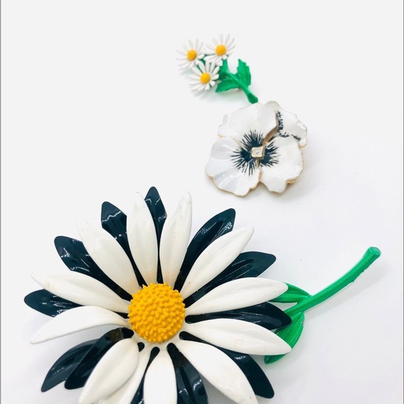 Vintage mod brooch flowers - Picture 2 of 7
